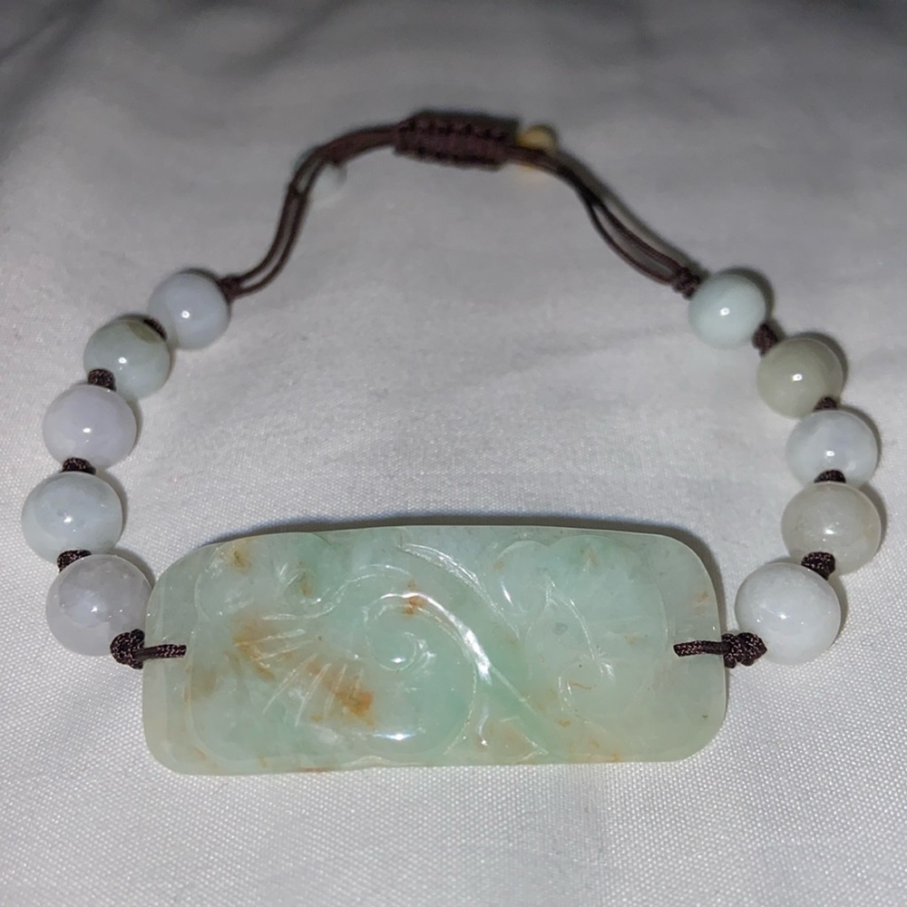 Women’s adjustable bracelet green jade 

Final sale